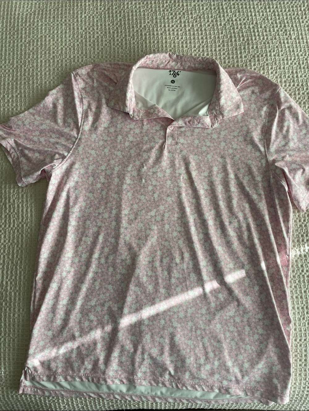 Men's Light Pink Floral Polo Shirt
